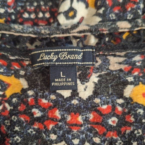 Lucky Brand Linen Blend Hi Low Top Blouse LG *D4 - Picture 7 of 8